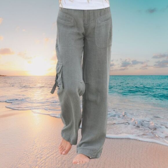 SOFT SURROUNDINGS Weekend Linen Blend Cargo Pants XL - Picture 8 of 8